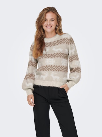 ONLY Sweater 'XMAS' in Beige: front
