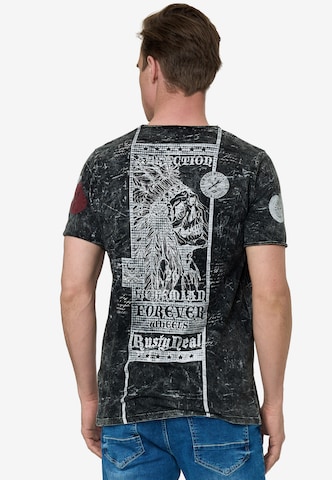 Rusty Neal Shirt 'Oil Washed Skull' in Zwart