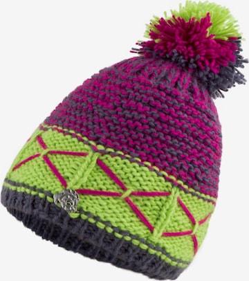 Guggen Mountain Beanie 'Mütze K013 Wintermütze mit Bommel und leichtem Fleecefutter' in Pink: front