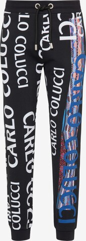 Carlo Colucci Tapered Broek 'Conforto' in Zwart: voorkant