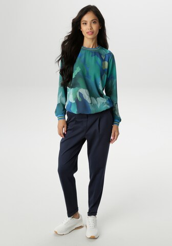 Aniston SELECTED Tapered Pleat-Front Pants in Blue