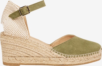Alhamas - Sandalias con hebilla 'Alpargata Cuña 7 cm' en verde: frente