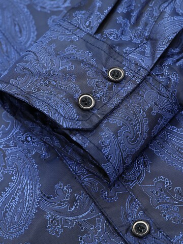 YOUTHUP Comfort fit Button Up Shirt 'Stick' in Blue