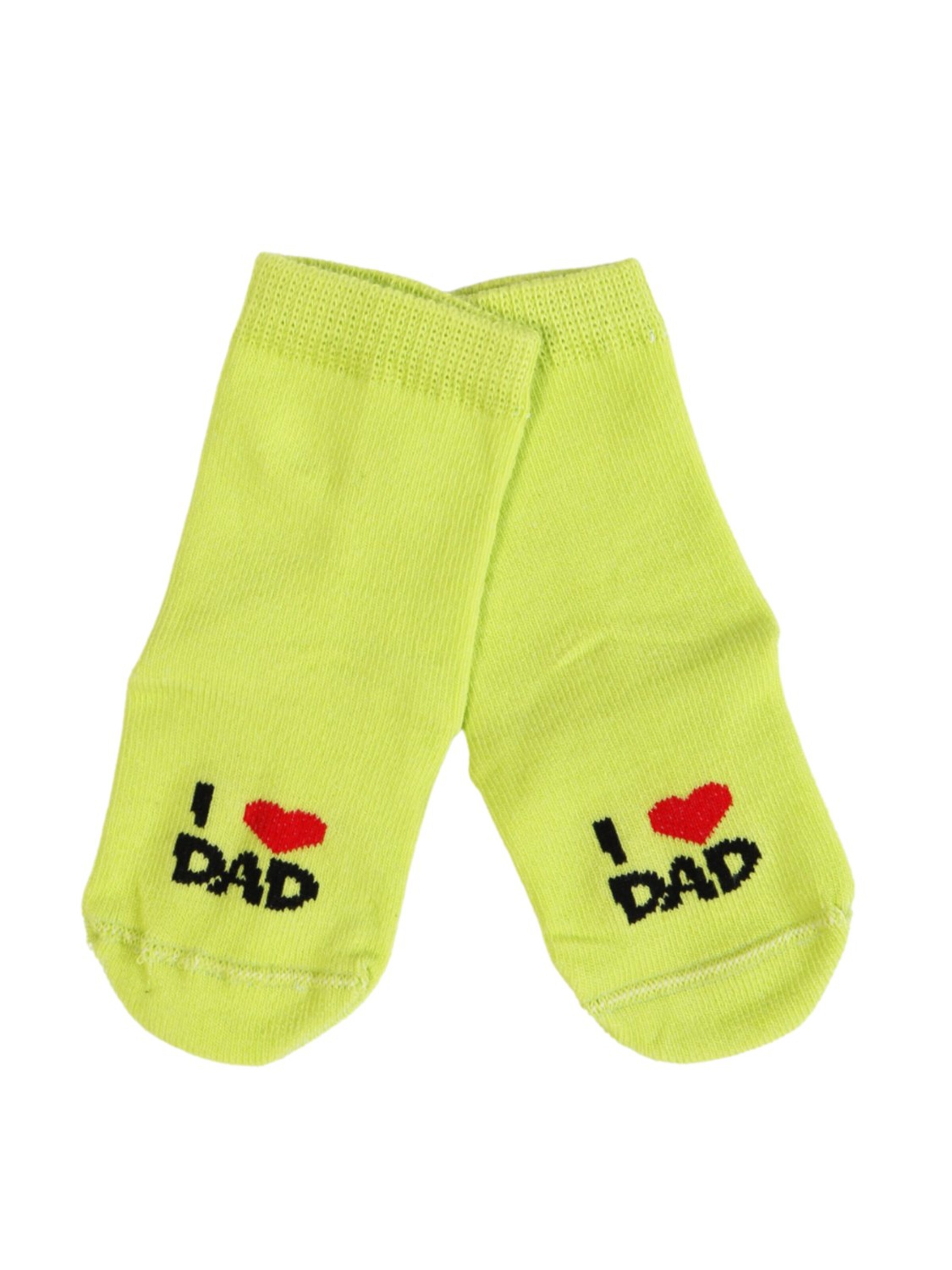 Sokisahtel - Calcetines 'l LOVE DAD' en verde: frente