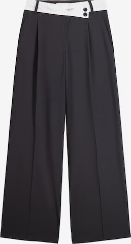 Bershka Wide leg Pleat-Front Pants in Grey: front