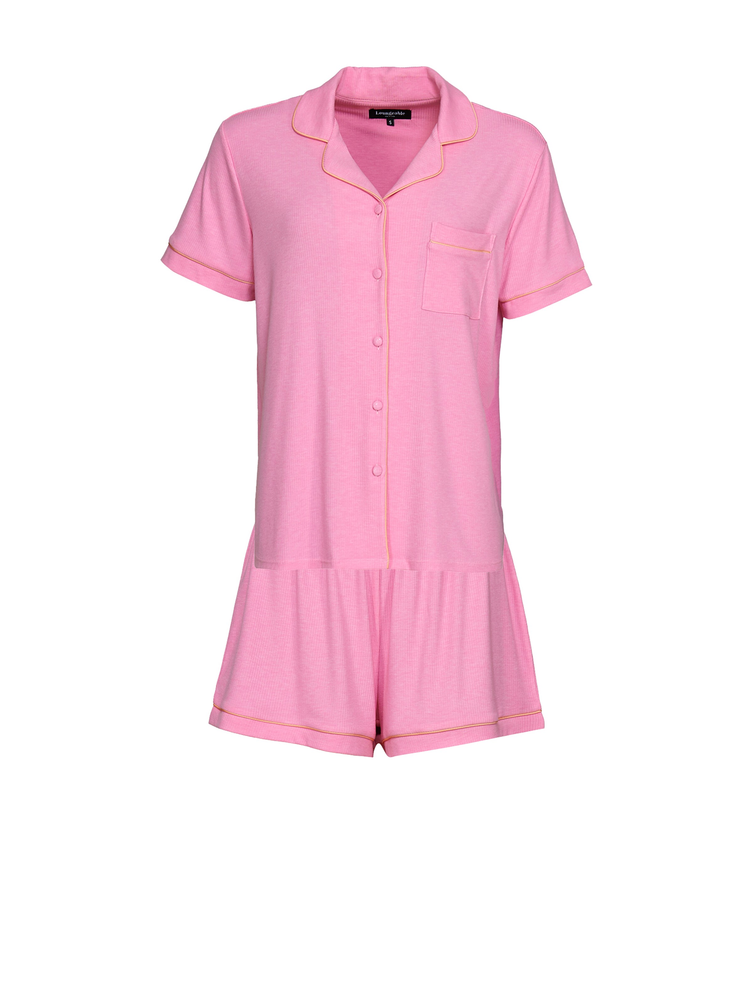 Loungeable Short Pajama Set in Pink: front