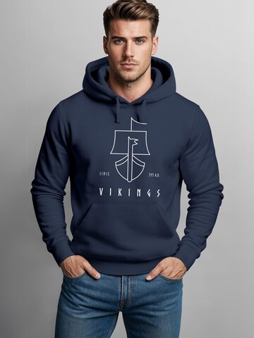 Neverless Sweatshirt 'viking ship minimalism' in Blue
