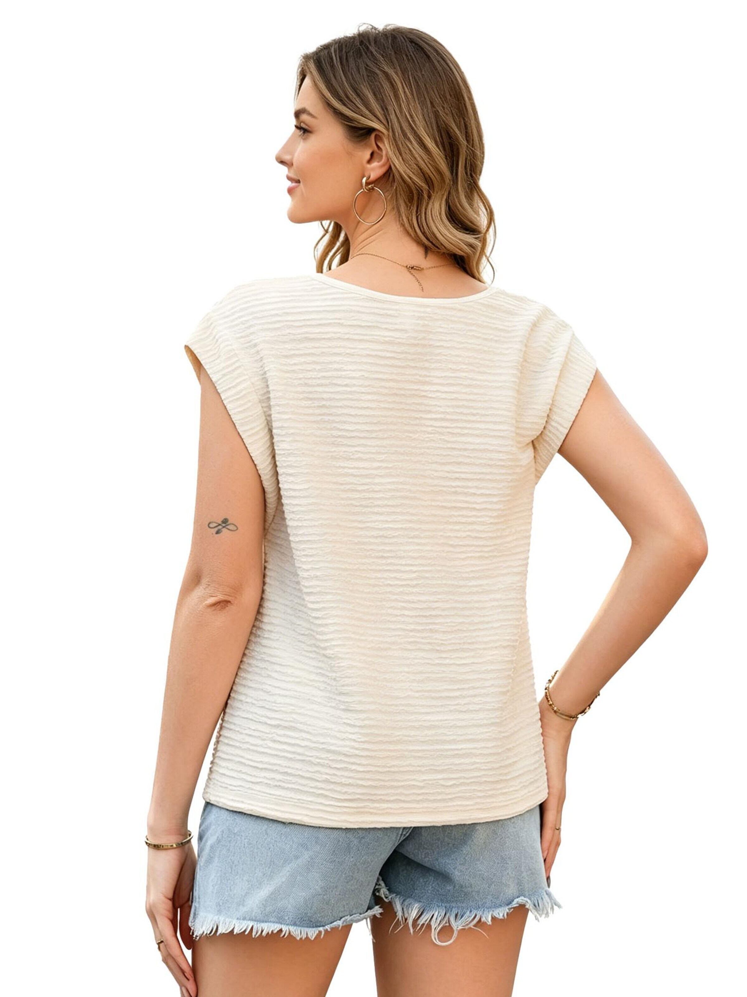 KoJooin Shirt 'Damenblusen für den Alltag,asymmetrischer V-Ausschnitt,Business-Tops mit Rüschenärmeln,Sommerblusen'‌‌‌‌‌‌‌ in Beige