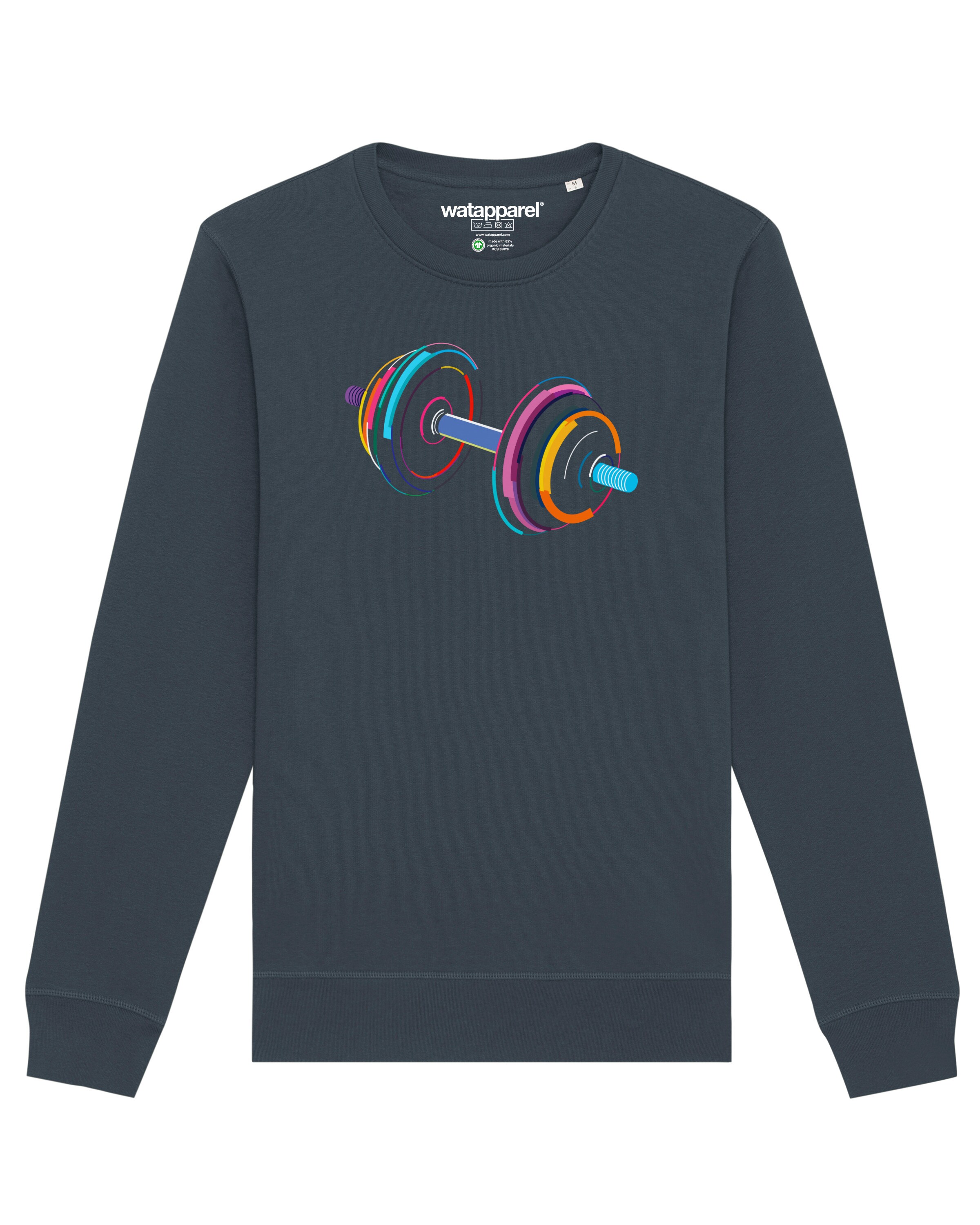 Sweat-shirt '80s Hantel' Watapparel en gris : devant