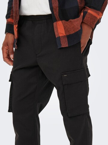 Only & Sons Tapered Cargo Pants 'Rod' in Black