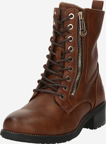 MUSTANG Lace-Up Ankle Boots in Brown: front