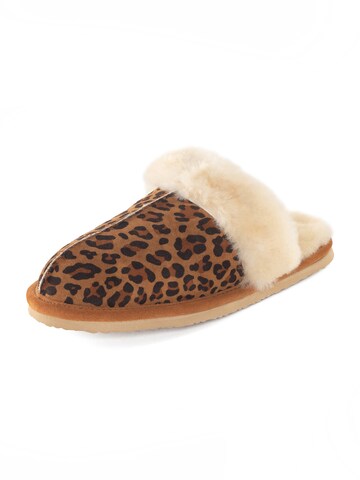 Zoccoletto 'Leopard' di Minnetonka in marrone: frontale