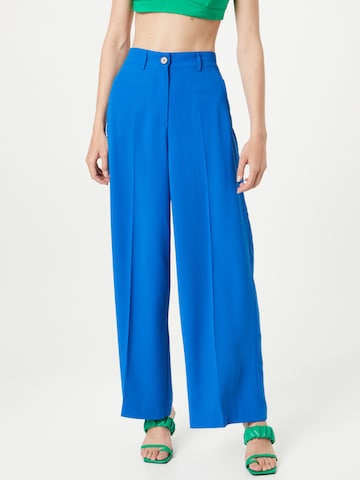 Wide Leg Pantalon à plis co'couture en bleu : devant