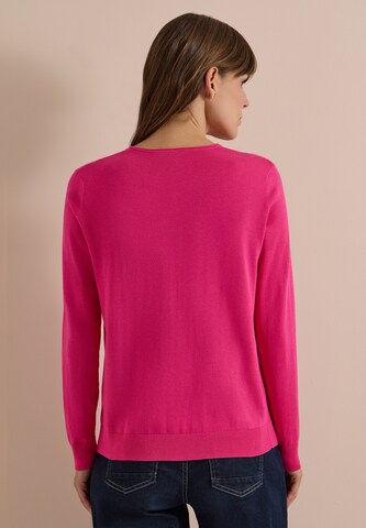 CECIL Basic Pullover mit V-Neck in Unifarbe in Pink