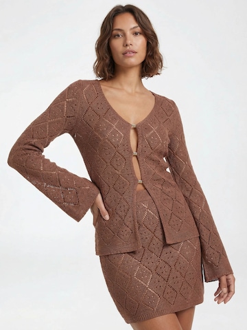 MYLAVIE by Sarah Harrison Плетена жилетка в кафяво: отпред