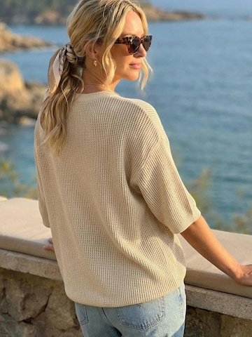 ARACH&CLOZ Pullover 'Strickpullover Damen 3/4-Arm Strickpullover'‌‌‌‌‌‌ in Beige