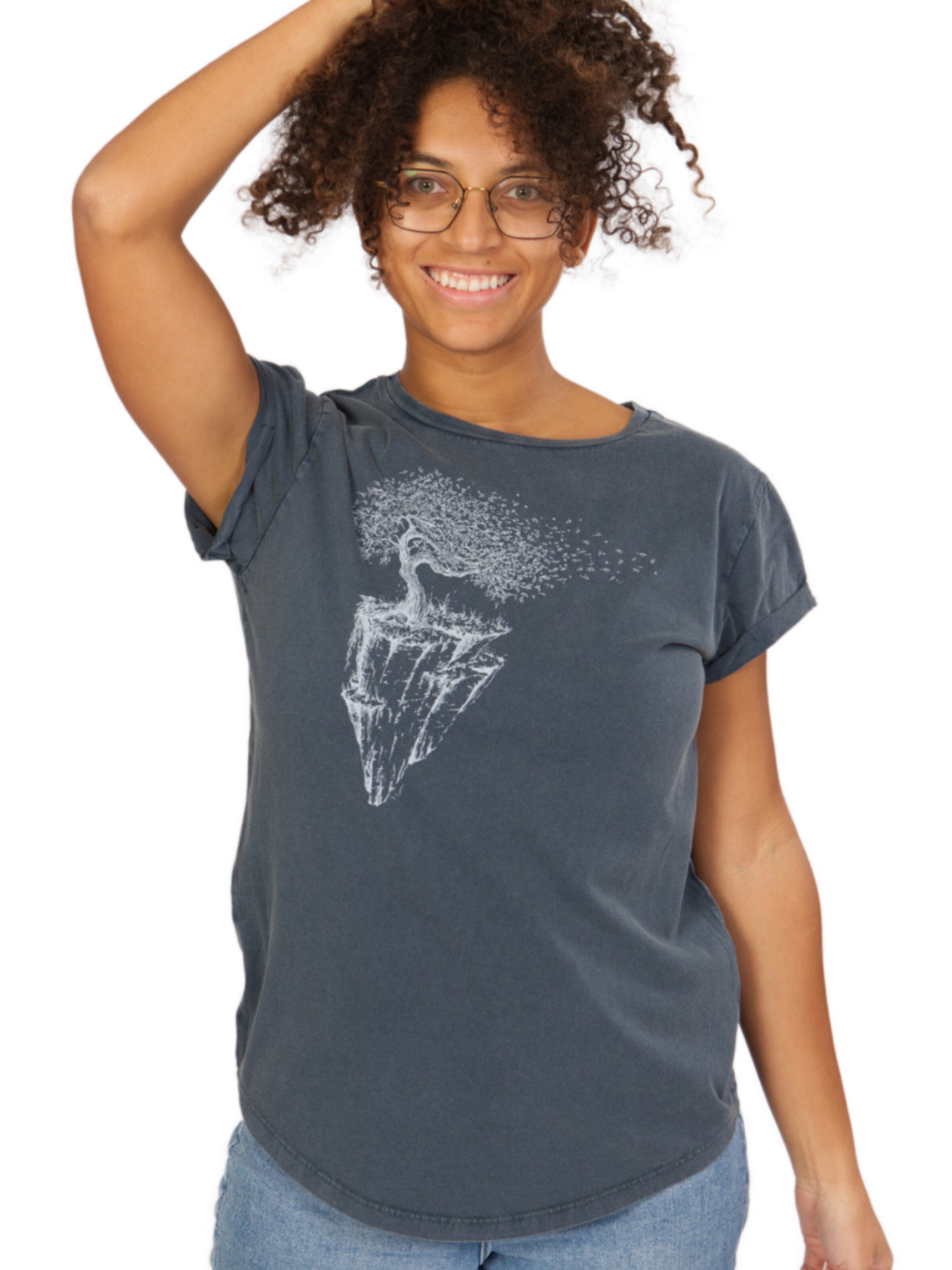 Life-Tree Shirt 'Fairwear Organic Maple Island' in Blue: front