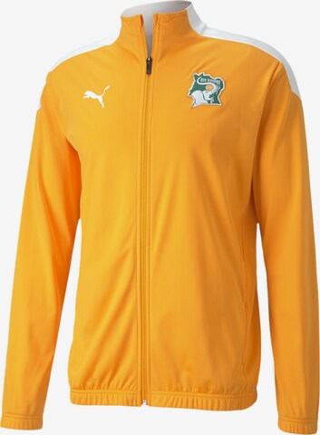PUMA Athletic Zip-Up Hoodie in Orange: front