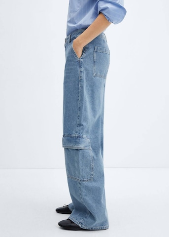 MANGO Loose fit Cargo Jeans in Blue