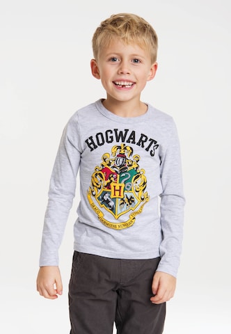 LOGOSHIRT Shirt 'Hogwarts' in Grey: front