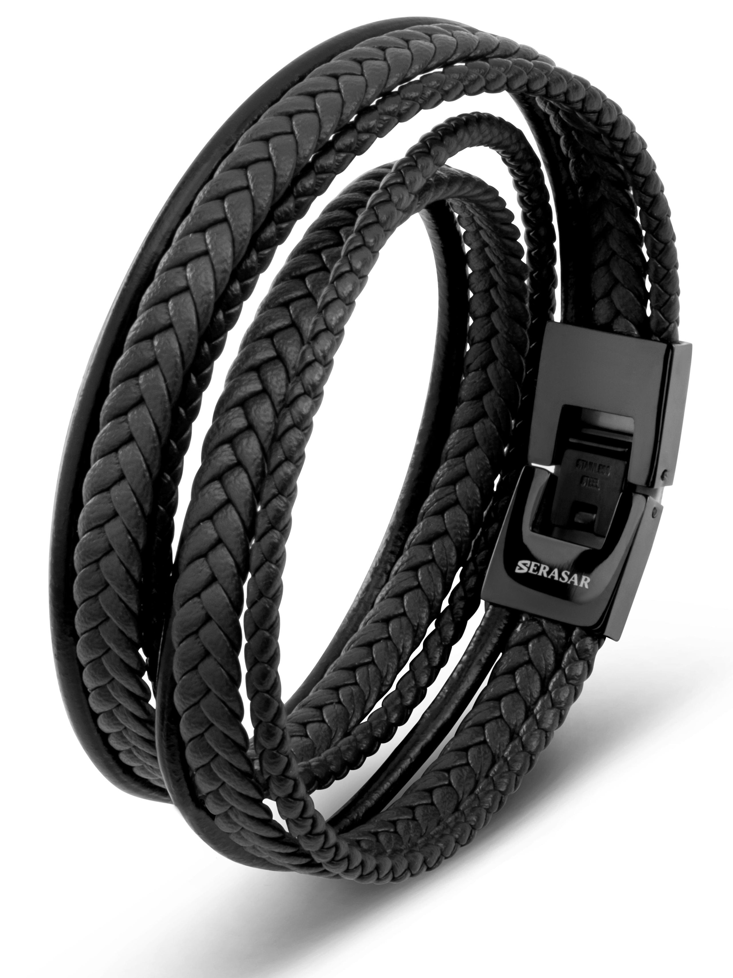 SERASAR Bracelet 'Wrap' in Black: front