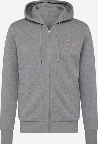 GANT Zip-Up Hoodie in Grey: front