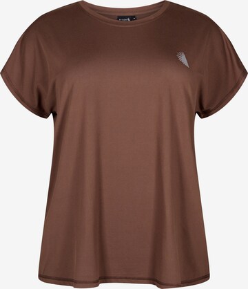 T-shirt 'Abasic' Active by Zizzi en marron : devant