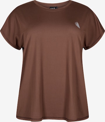 Active by Zizzi Shirts 'Abasic' i brun: forside