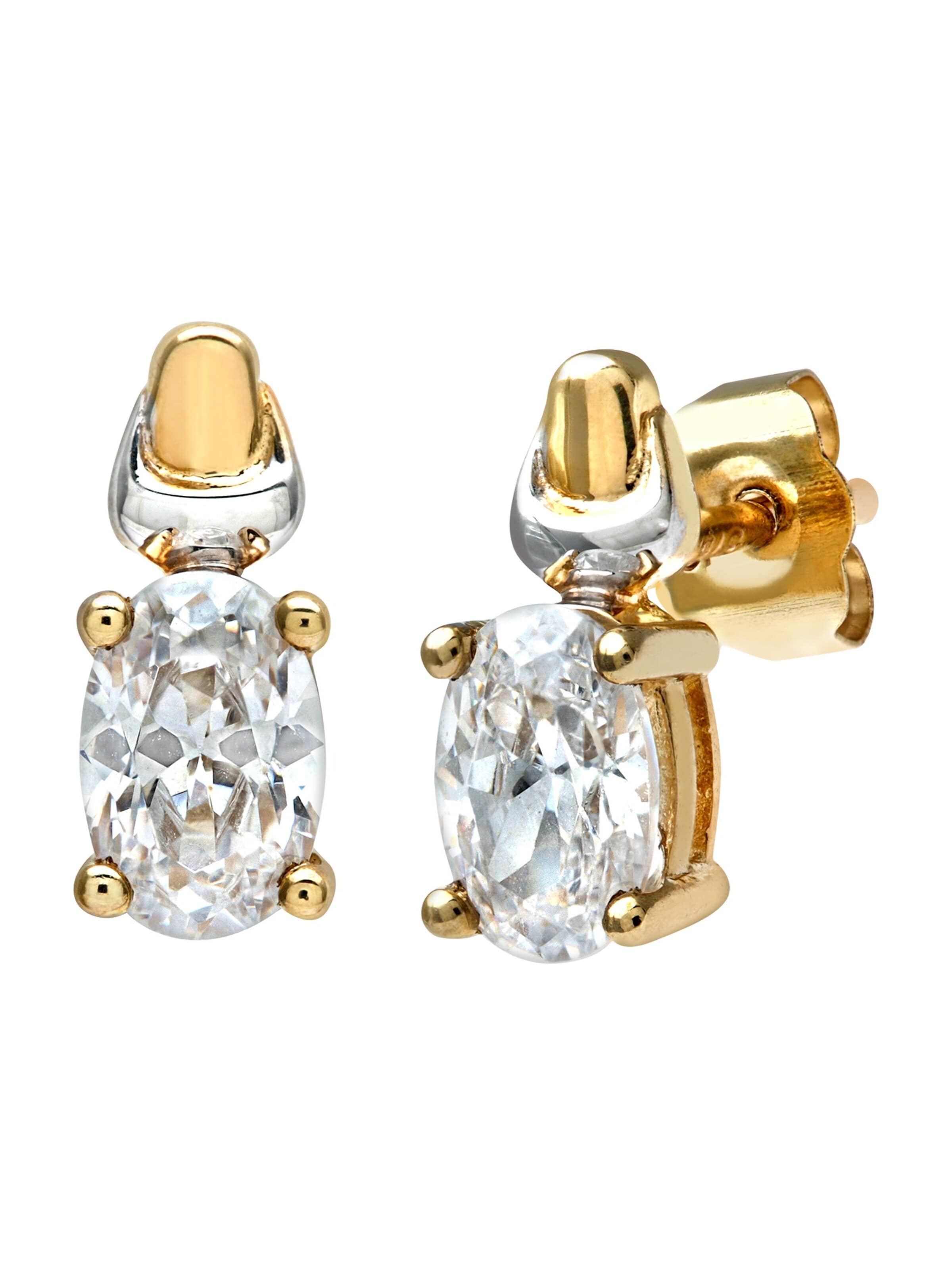 DIAMANT LETERNEL Ohrringe 'Ohrringe aus 375 Gelbgold mit Zirkonia'‌‌‌ in Gold: Vorderseite
