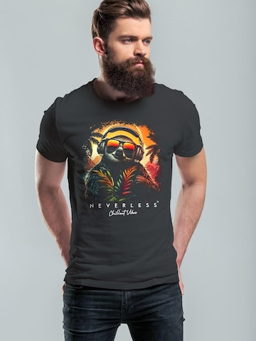 Neverless Shirt 'Sloth DJ'‌ in Grau: Vorderseite