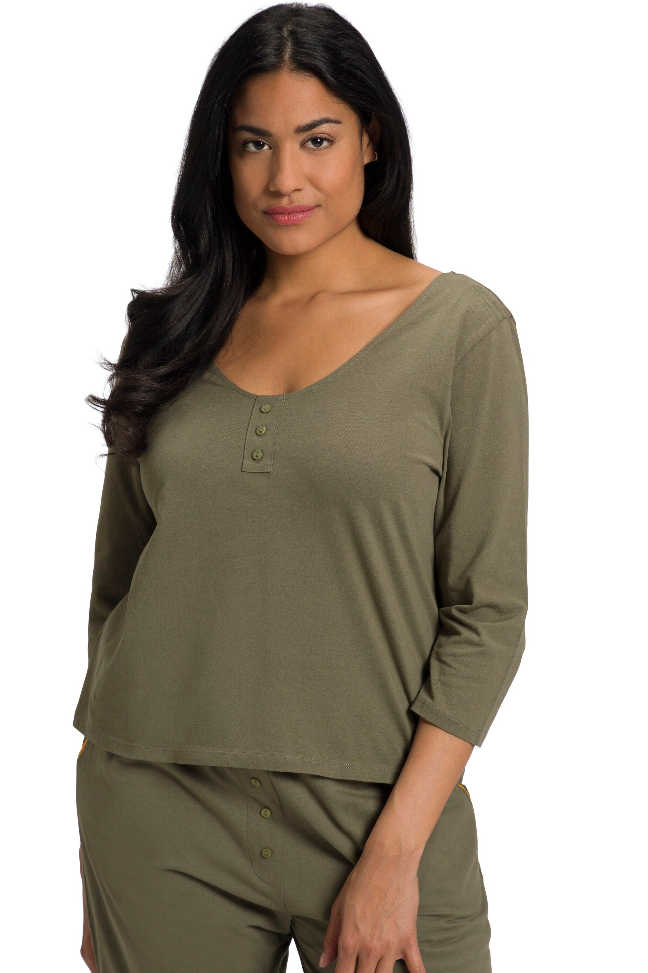 Ulla Popken Pajama shirt in Green: front