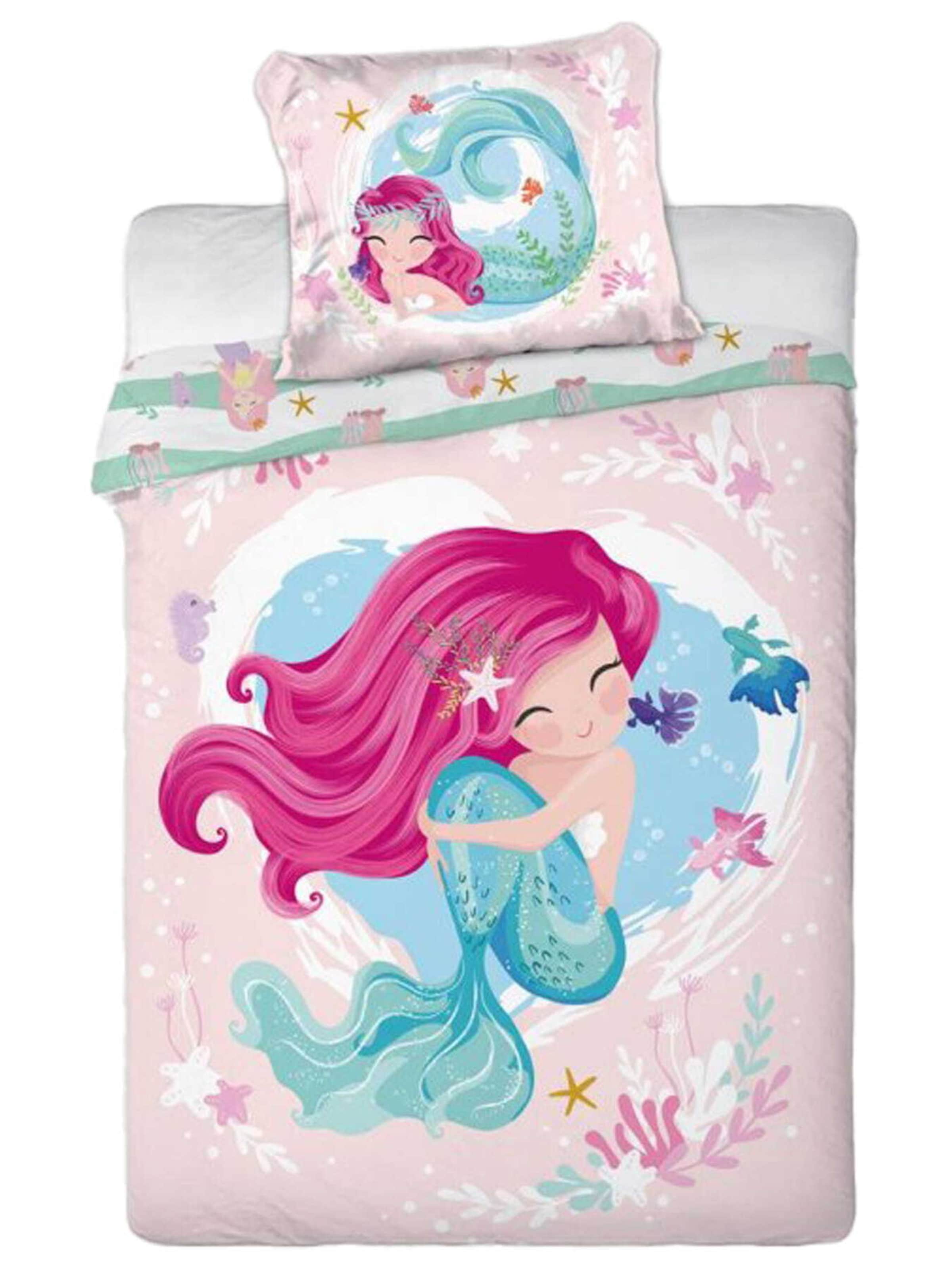 Housse de couette 'Kleine Meerjungfrau' Faro Tekstylia en rose : devant