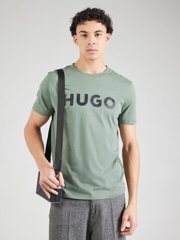 HUGO Μπλουζάκι 'Dulivio' σε πράσινο: μπροστά