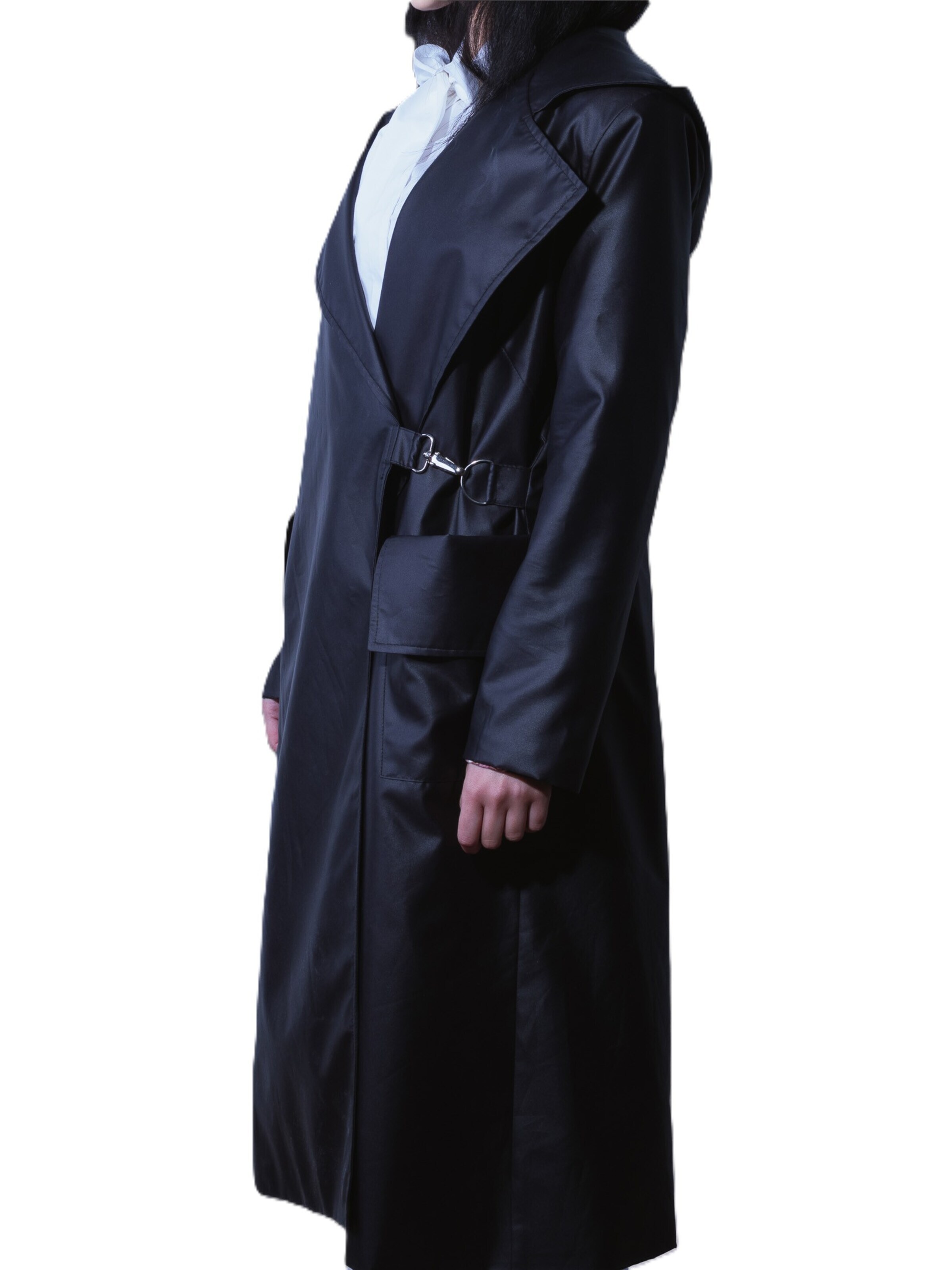 BIBI SAKALIEVA Between-seasons coat 'Black Long Hooded Trench Coat' in Black