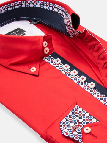 Slim fit Camicia business 'Roma Satin Man Shirt Green' di 7Camicie in rosso