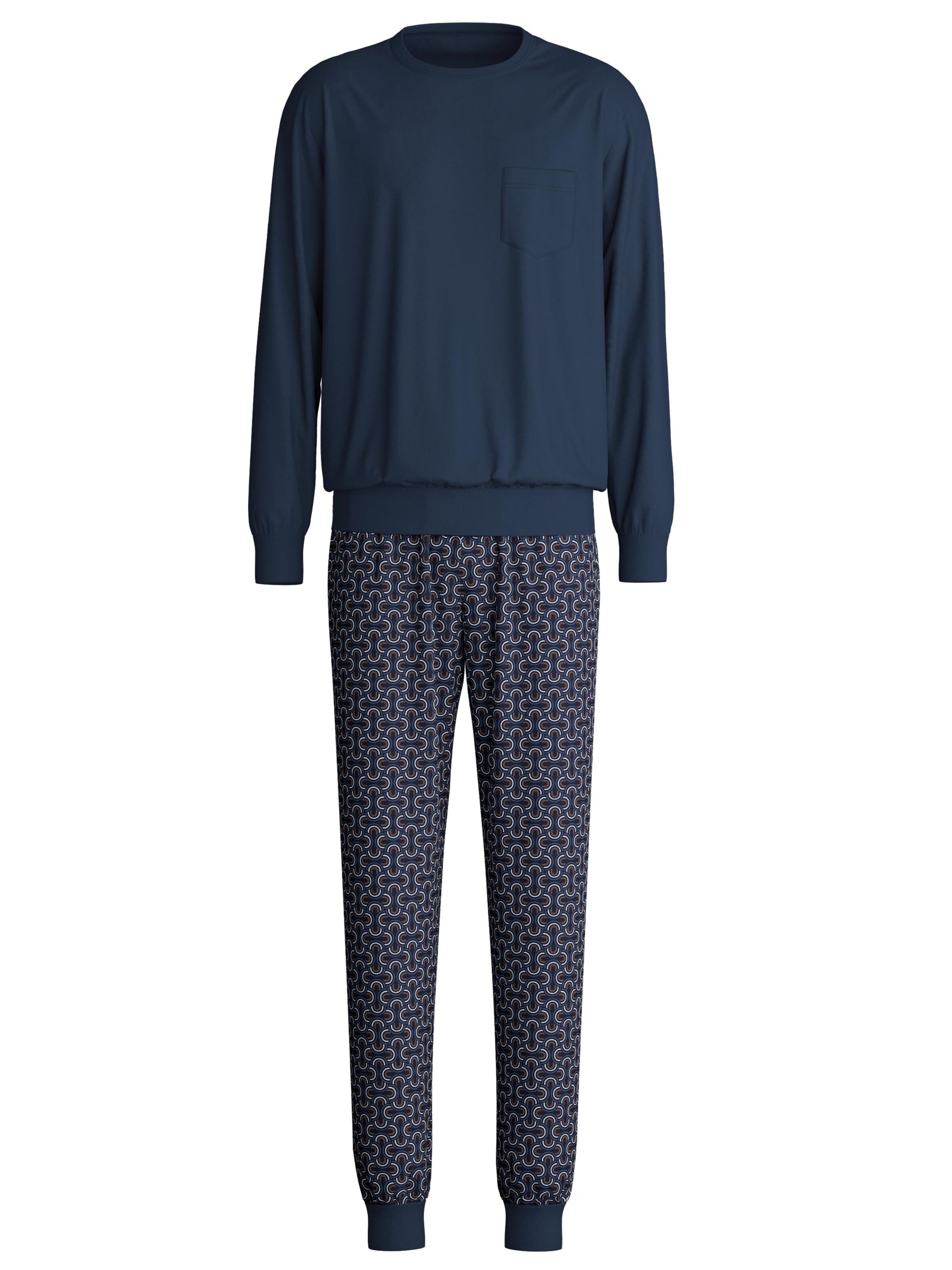 CALIDA Pyjama lang 'Relax Imprint' in Blauw: voorkant