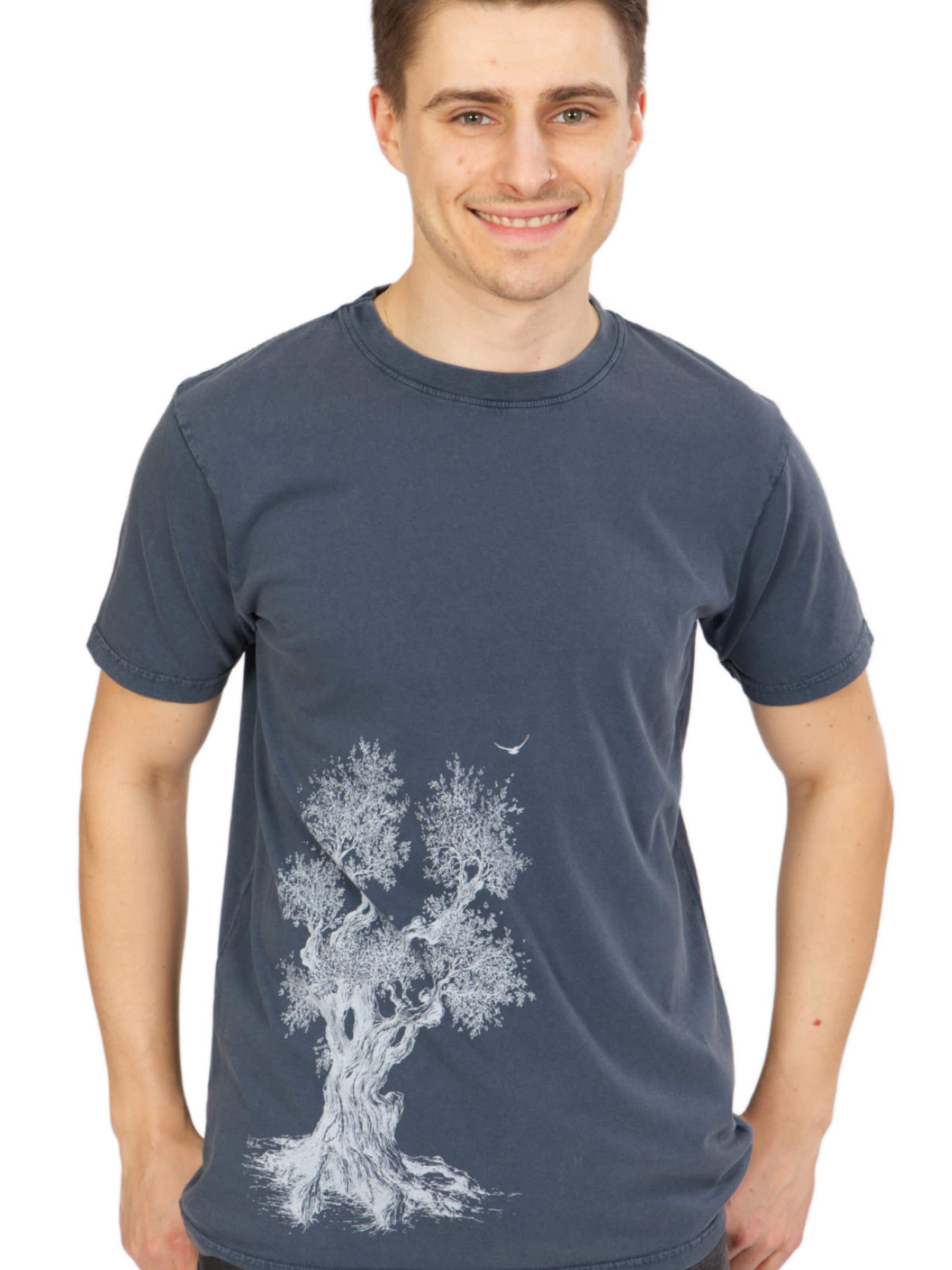 Life-Tree Shirt 'Organic Fairwear  Olive Tree' in Blue: front