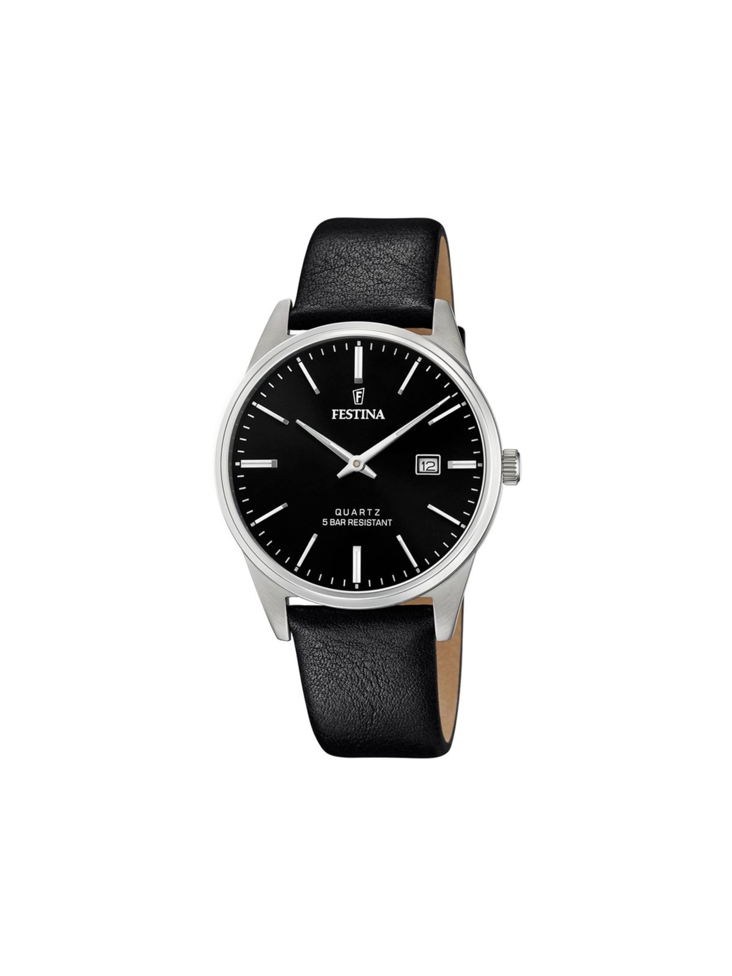Montre à affichage analogique 'Festina - Date watch ACERO CLASICO - Quartz watch movement - Watch case width: 39.3 mm' FESTINA en noir : devant