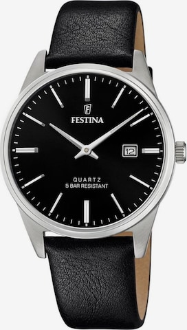 Montre à affichage analogique 'Festina - Date watch ACERO CLASICO - Quartz watch movement - Watch case width: 39.3 mm' FESTINA en noir : devant