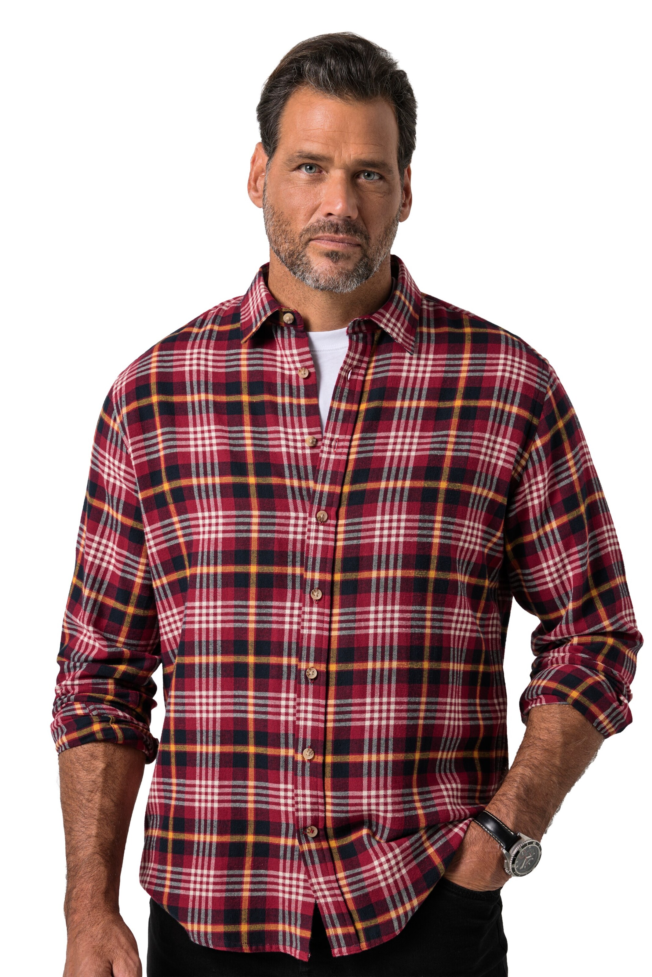 JP1880 Regular Fit Hemd in Rot: Vorderseite