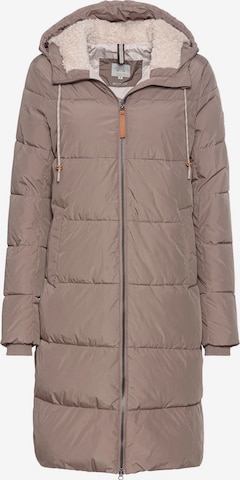 CAMEL ACTIVE Langer Puffermantel mit gefütterter Kapuze in Braun: Vorderseite