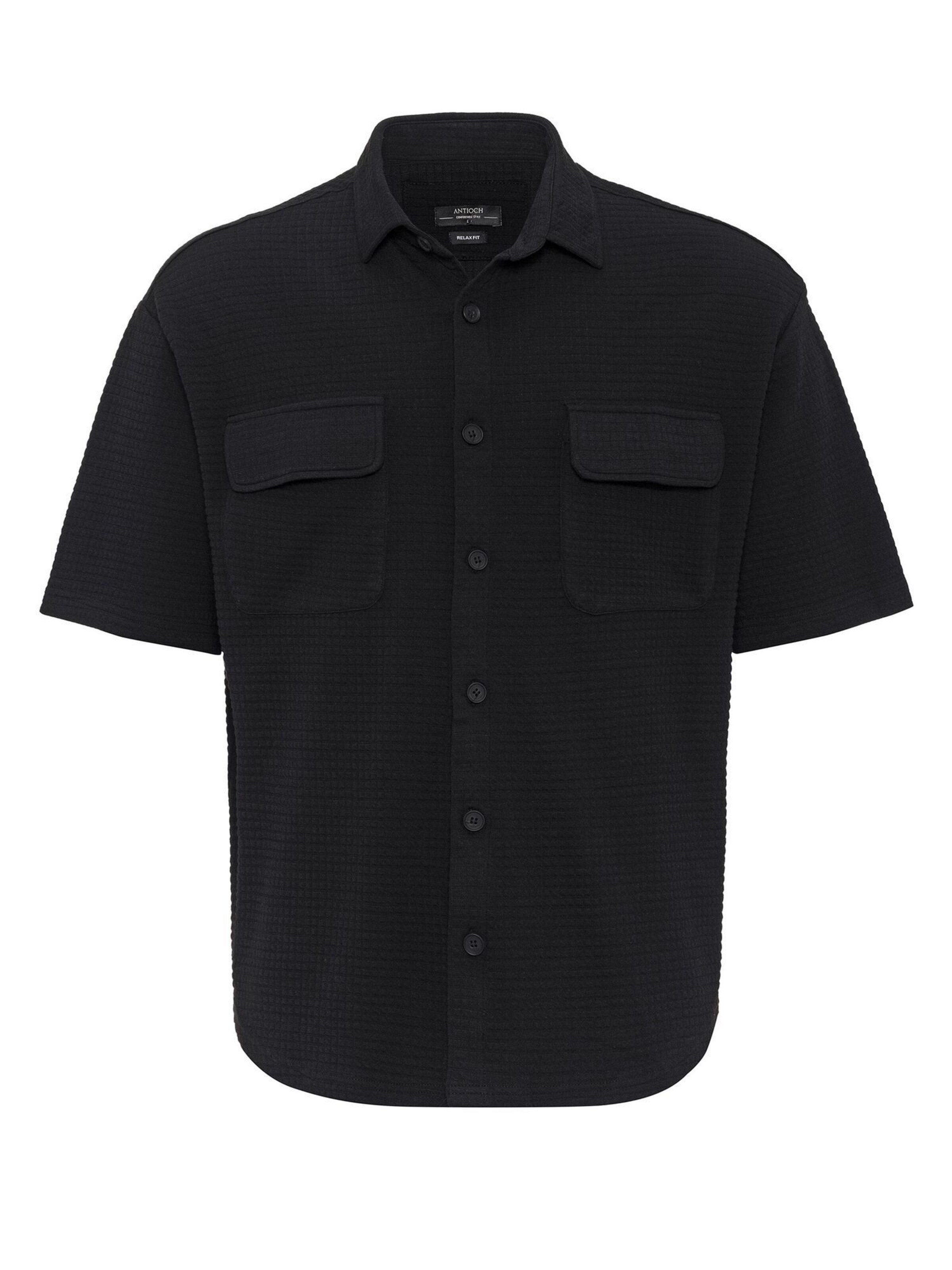 Antioch Comfort fit Button Up Shirt in Black: front