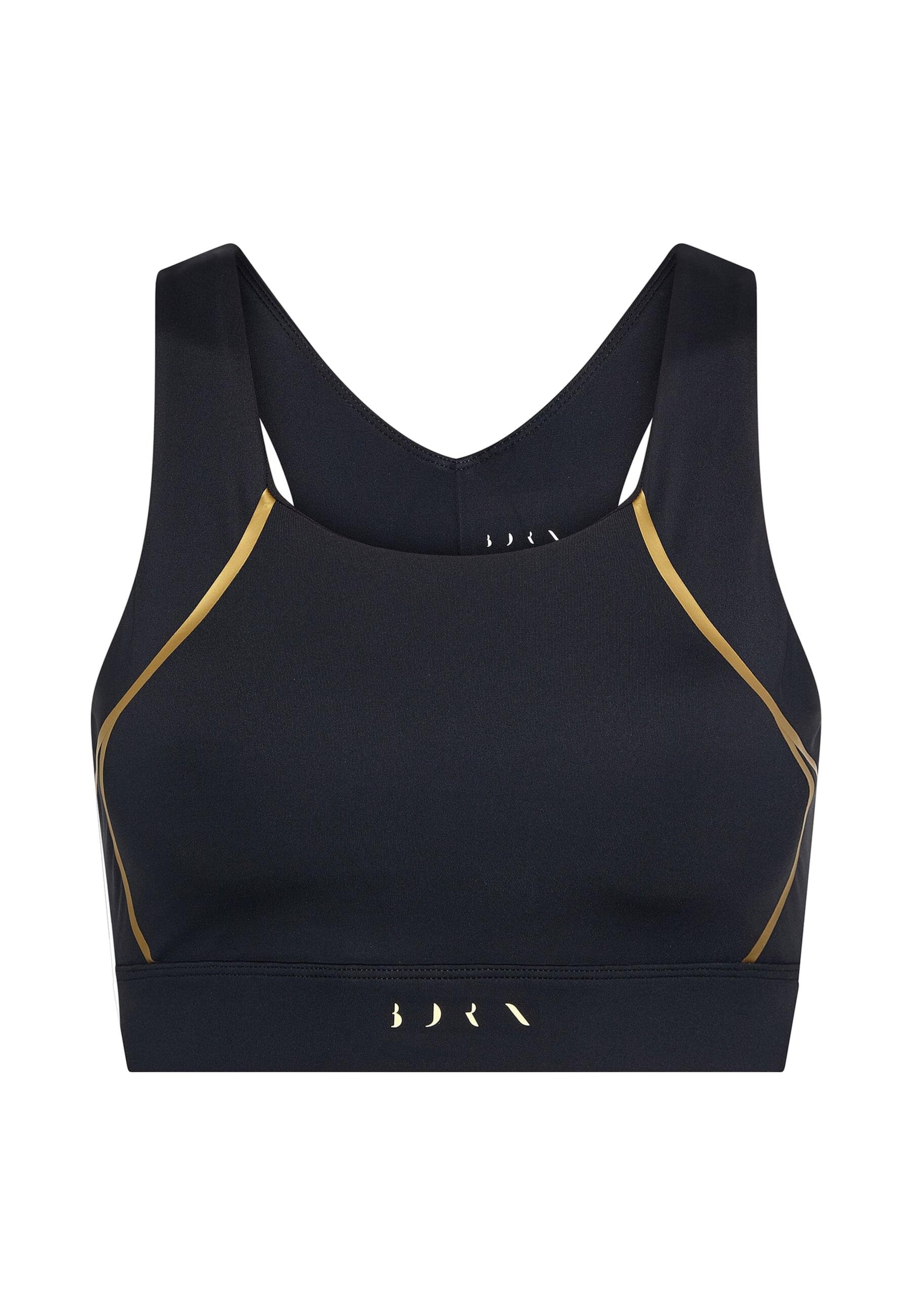 Born Living Yoga Bustier BH 'Gold' in Zwart: voorkant