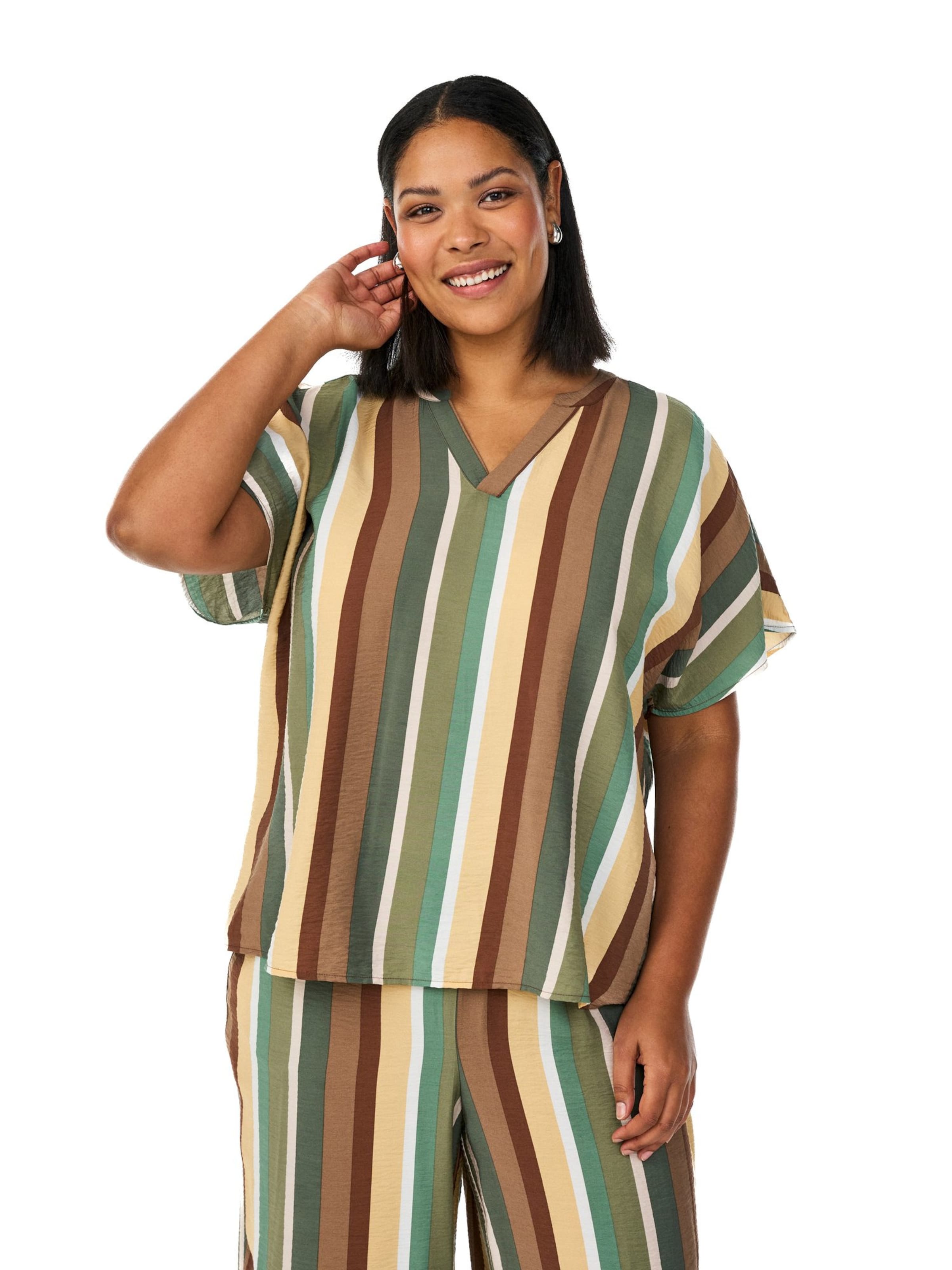 Zizzi - Blusa 'Fina' en marrón: frente