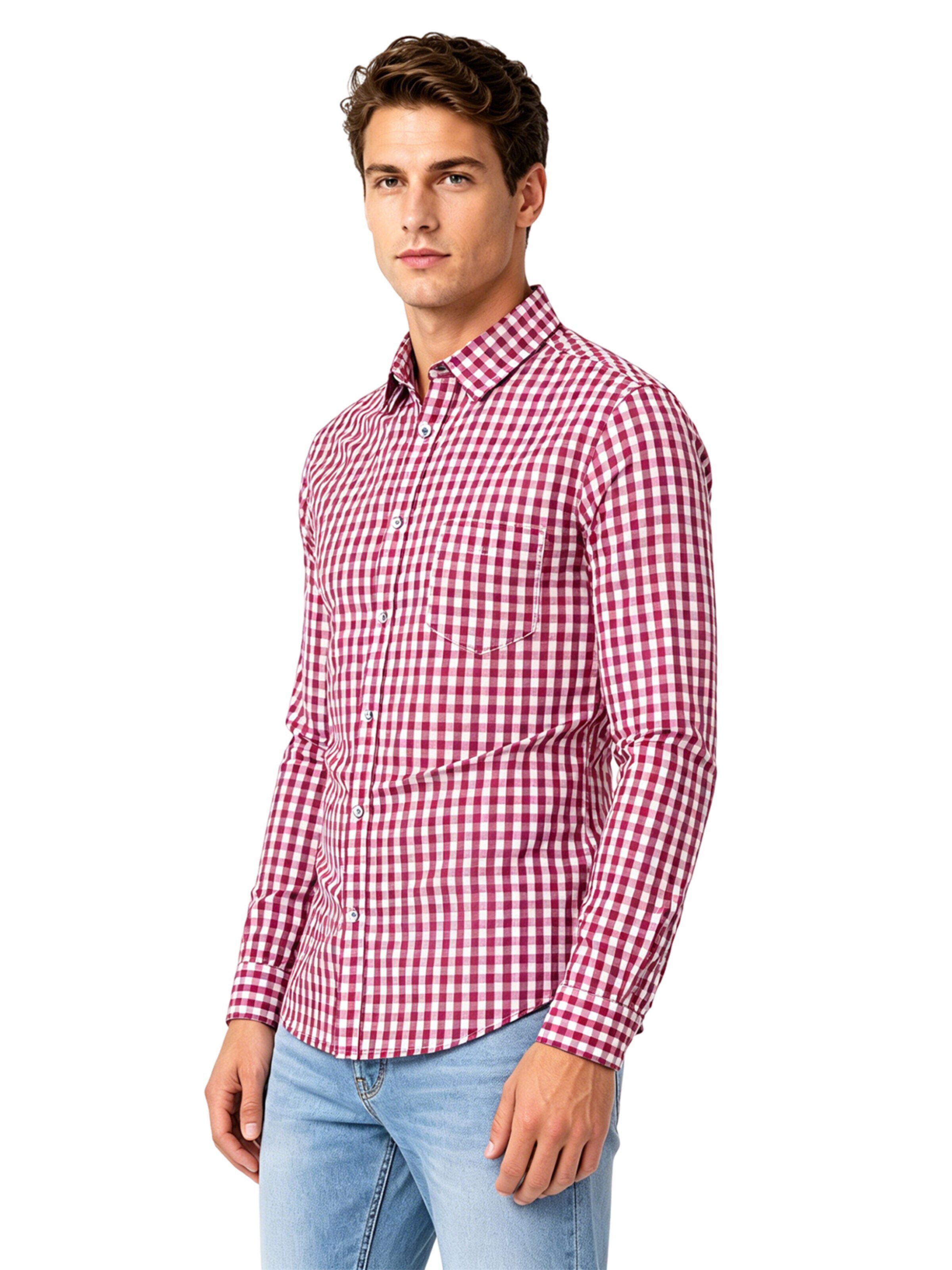 KoJooin Regular fit Button Up Shirt in Red