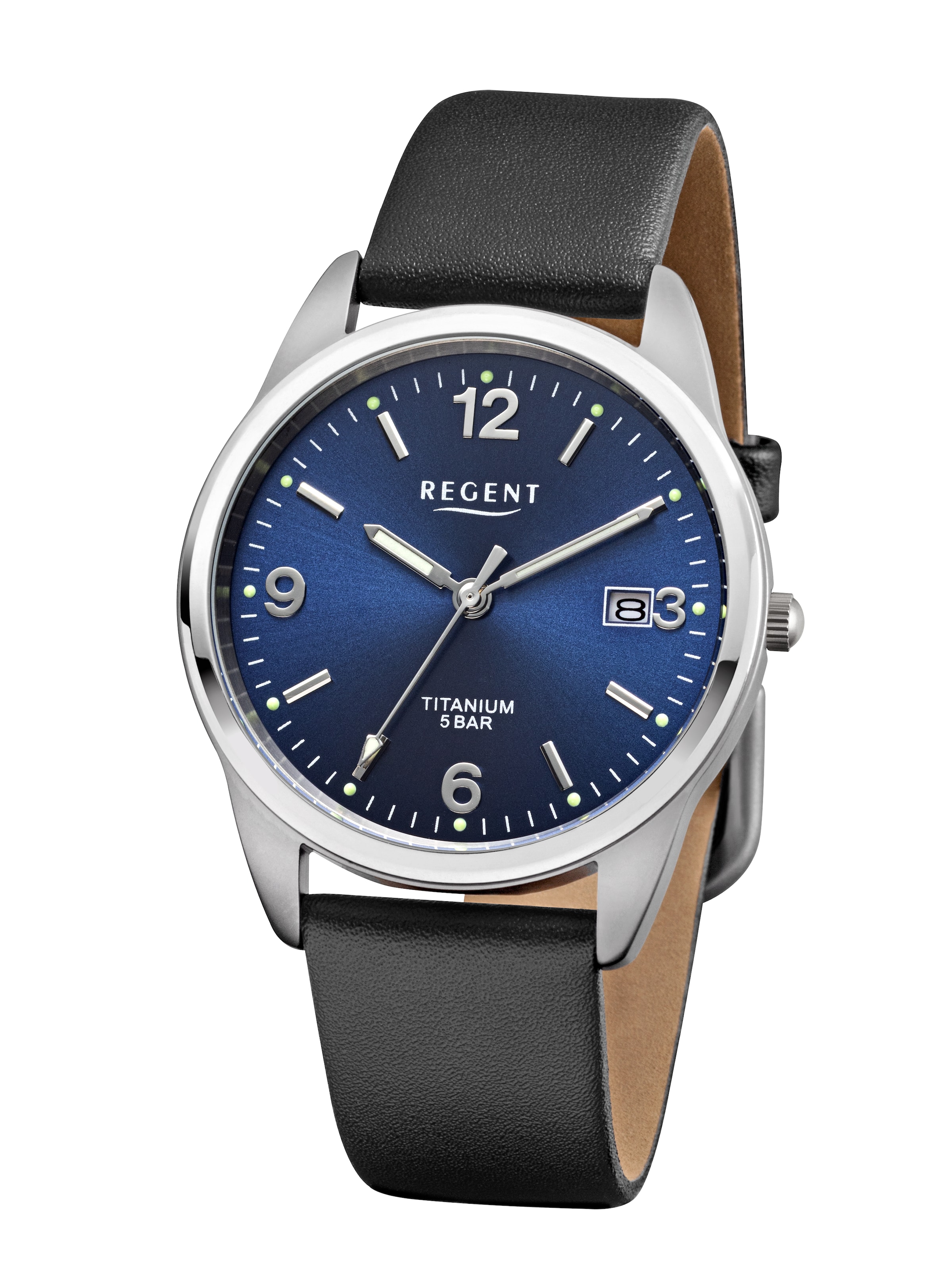 REGENT Analoguhr in Schwarz: Vorderseite