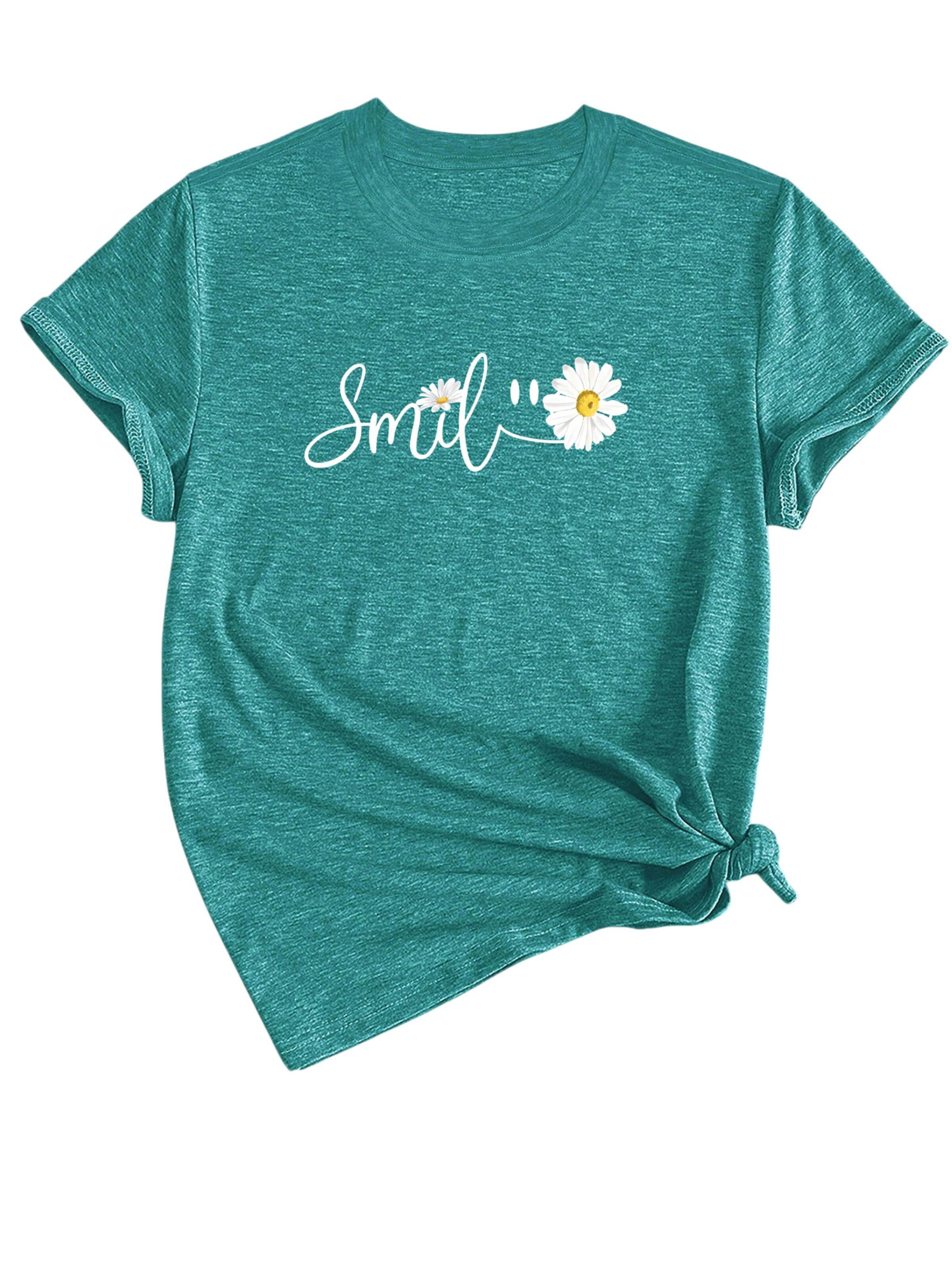 GORHEY Shirt 'Women's Summer Short-Sleeve Shirt with Daisys Tees' in Blue: front