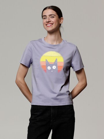 T-shirt ' Sunset Cat ' Watapparel en violet : devant