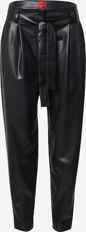 HUGO Red - Tapered Pantalón plisado 'Hereta' en negro: frente