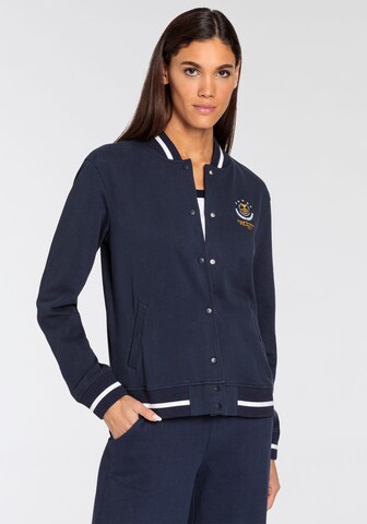 DELMAO Zip-Up Hoodie in Blue: front